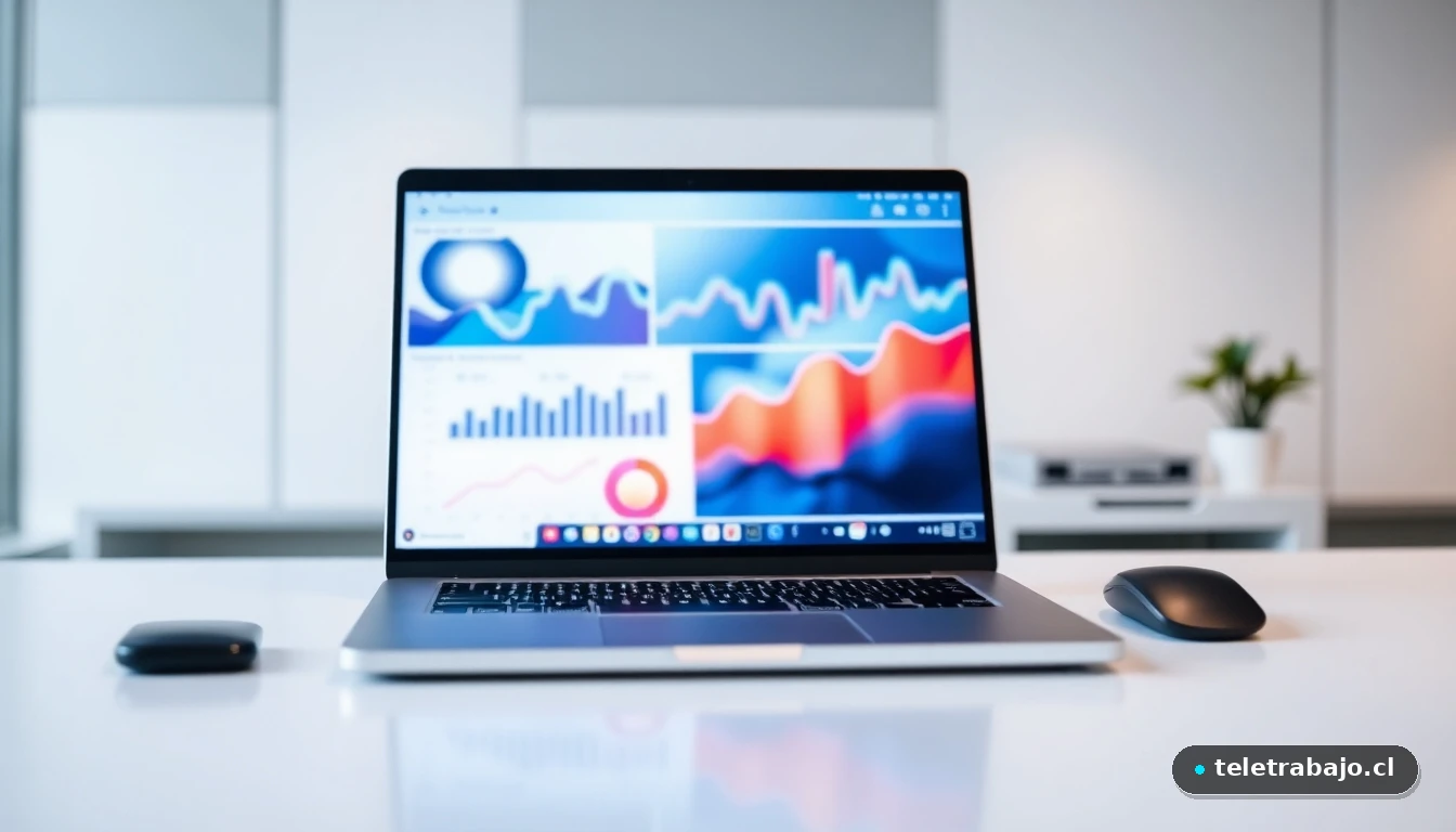 Gráficos abstractos de datos de análisis de absentismo laboral en una pantalla de ordenador moderna.