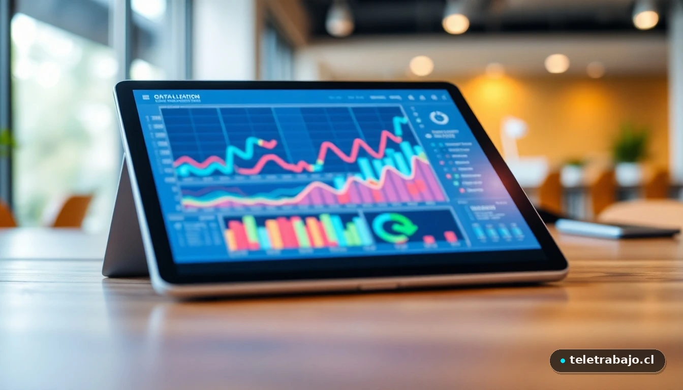 Panel de datos abstracto mostrando gráficos de evolución del desempleo en una tableta