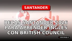 Becas Santander 2026 para aprender inglés con British Council, representadas por un símbolo abstracto de conexión global y educación.
