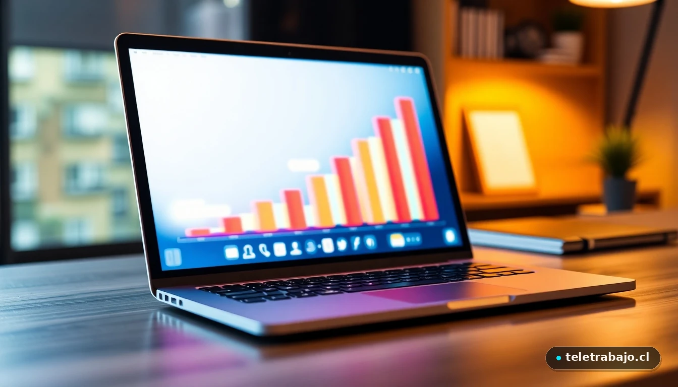 Gráfico abstracto de crecimiento empresarial en España mostrando datos del INE en una pantalla de ordenador