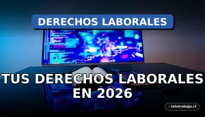 Un escritorio corporativo moderno con un monitor que muestra gráficos abstractos, simbolizando un cambio de propiedad empresarial y la estabilidad de los derechos del trabajador.