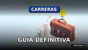 Guía visual sobre carreras profesionales con alta demanda y proyección futura en Chile para el año 2026, representada por elementos de oficina moderna.