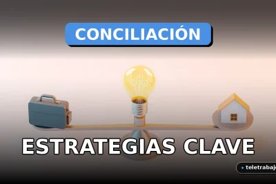 Estrategias de conciliación laboral y familiar para empresas modernas en 2026, ilustrada con elementos abstractos corporativos.