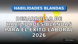 Ilustración isométrica minimalista que representa el desarrollo de habilidades blandas como comunicación, liderazgo y pensamiento crítico para el éxito profesional en 2026.