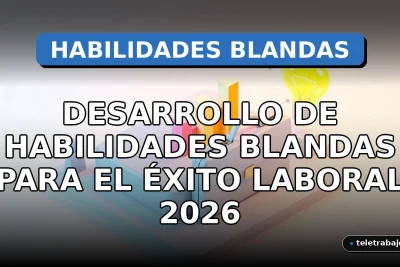 Ilustración isométrica minimalista que representa el desarrollo de habilidades blandas como comunicación, liderazgo y pensamiento crítico para el éxito profesional en 2026.