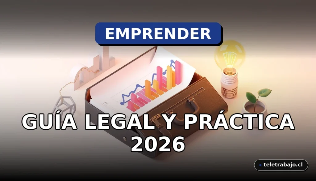 Guía legal y práctica para emprender mientras se trabaja en 2026, mostrando un espacio de trabajo moderno y abstracto con elementos corporativos.