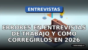 Errores comunes en entrevistas de trabajo y soluciones modernas para 2026, ilustración corporativa abstracta isométrica.