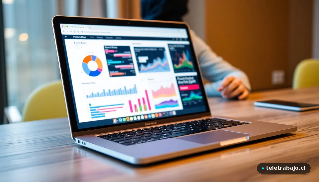 Análisis visual de datos de marca personal en una pantalla de portátil moderna