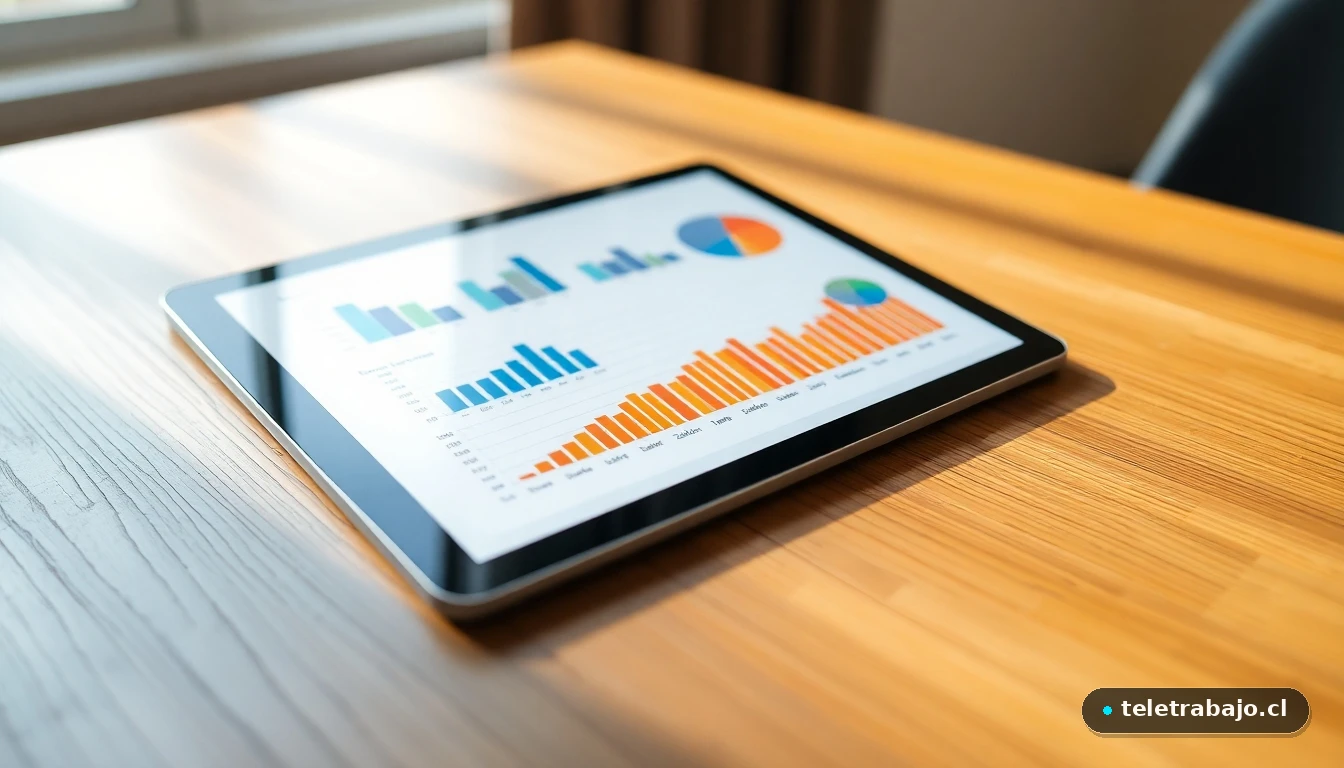 Visualización abstracta de datos sobre estrategias de reclutamiento juvenil y demografía laboral en una tableta.
