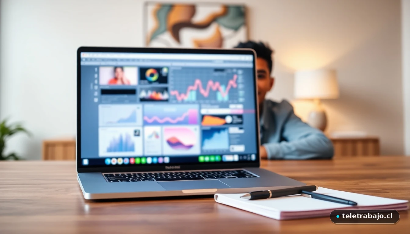 Preparación profesional para una entrevista de trabajo virtual en un entorno moderno y ordenado.