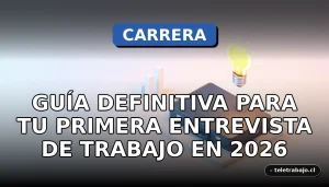 Guía para primera entrevista de trabajo con elementos corporativos abstractos en estilo isométrico.