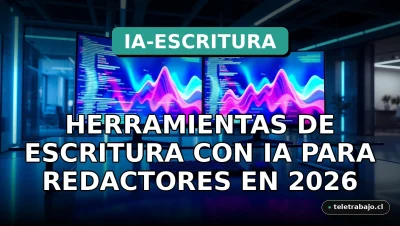 Herramientas de inteligencia artificial para escritores y redactores en un espacio de trabajo moderno y tecnológico.