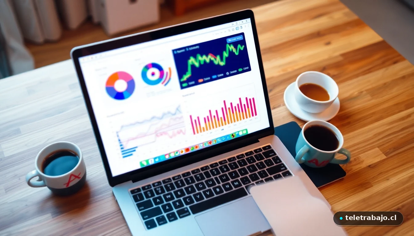 Visualización abstracta de datos y métricas de herramientas de escritura con IA en dispositivos modernos