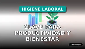Concepto moderno de higiene laboral y bienestar en el entorno de trabajo corporativo del futuro, con elementos visuales abstractos y limpios.