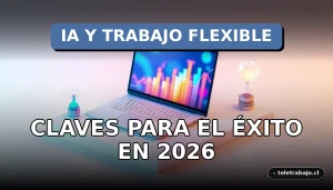 Concepto visual de inteligencia artificial y trabajo flexible en un entorno corporativo moderno para el año 2026.