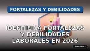 Análisis profesional de fortalezas y debilidades laborales en una oficina corporativa moderna, mostrando gráficos abstractos de colores.