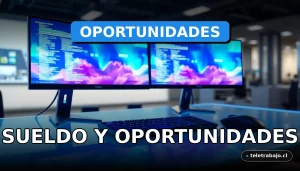 Un espacio de trabajo moderno y tecnológico con monitores que muestran gráficos abstractos, representando las mejores comunidades laborales del futuro.