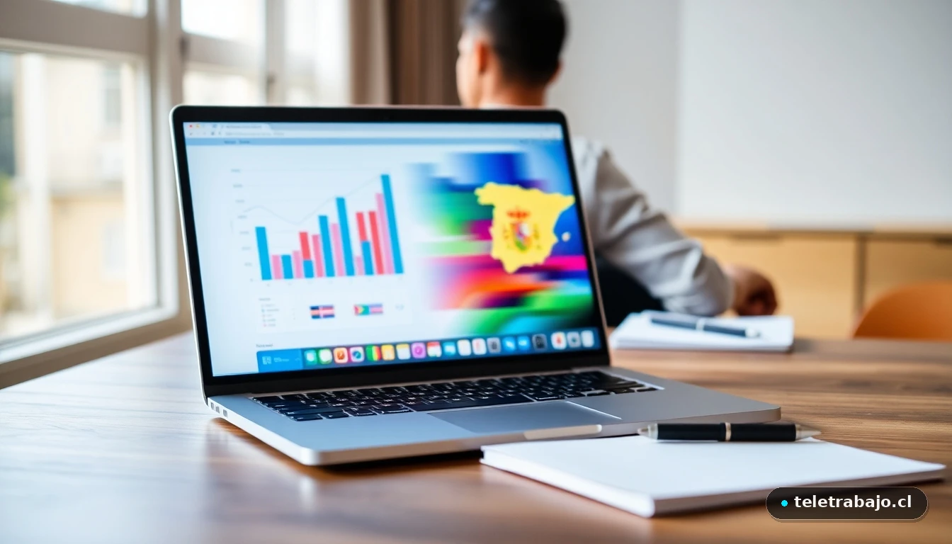 Análisis visual de datos de empleo y salarios por comunidades autónomas en España sobre una pantalla de ordenador