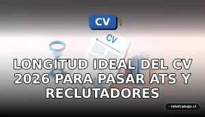 Ilustración isométrica minimalista de un currículum vitae ideal junto a un reloj de arena y un gráfico de barras, representando la longitud perfecta para ATS.