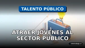 Ilustración isométrica minimalista de elementos corporativos como maletines, gráficos y un foco brillante sobre un fondo pastel, representando el reclutamiento de jóvenes talentos para la administración pública.