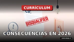 Consecuencias de mentir en el currículum vitae en 2026, ilustración corporativa abstracta con elementos de verificación y rechazo.