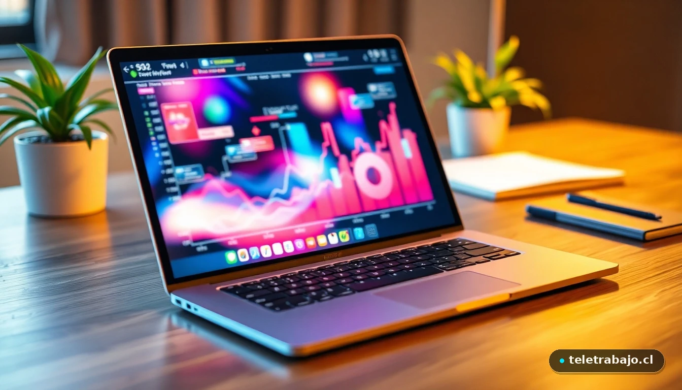 Análisis visual de métricas de rendimiento de marca personal en una pantalla de ordenador moderna