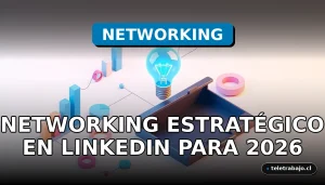Ilustración isométrica minimalista de elementos de negocios corporativos como maletines, gráficos abstractos y un foco brillante, representando el networking estratégico en LinkedIn.