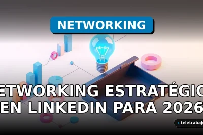 Ilustración isométrica minimalista de elementos de negocios corporativos como maletines, gráficos abstractos y un foco brillante, representando el networking estratégico en LinkedIn.