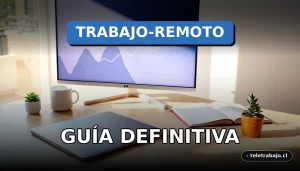 Guía definitiva de ofertas de trabajo remoto en 2026 mostrando un moderno escritorio de oficina en casa con tecnología y elementos de productividad.