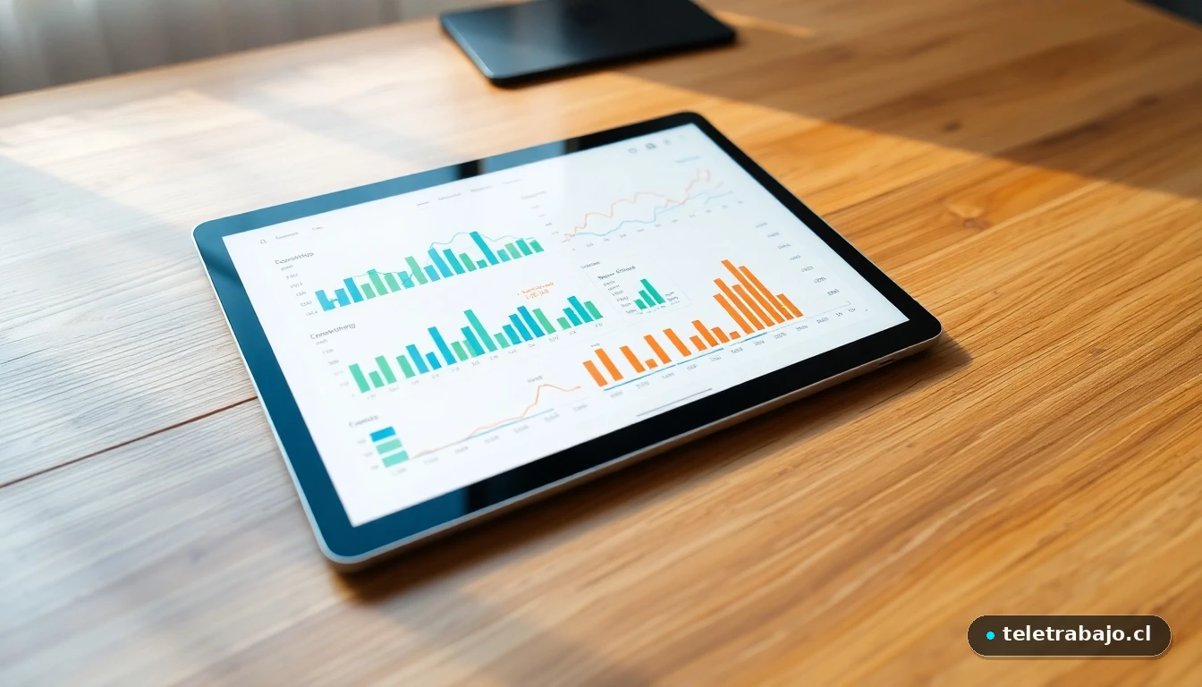 Análisis visual de datos del paro en España mostrando gráficos de tendencia en una tablet moderna.