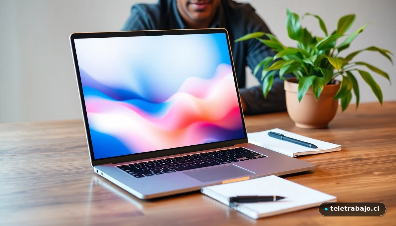 Concepto visual moderno sobre conciliación laboral y familiar con gráficos abstractos de colores.