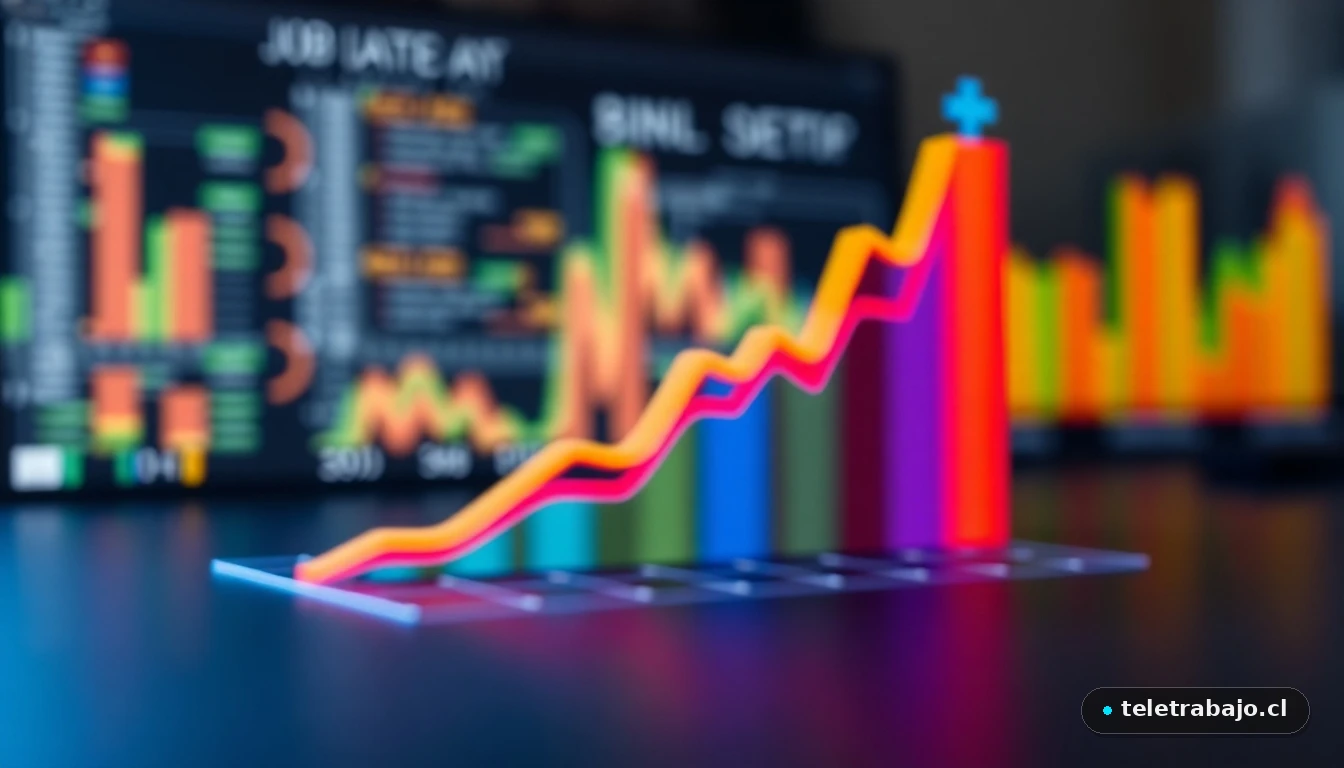 Gráfico abstracto que muestra el impacto de la inteligencia artificial en el mercado laboral y las profesiones en riesgo