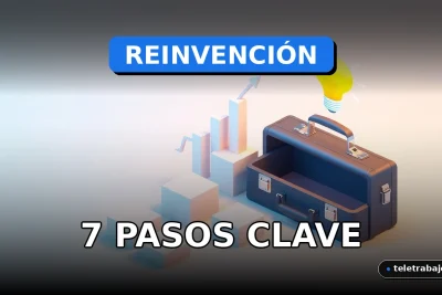 Concepto visual abstracto y corporativo sobre la reinvención profesional y el cambio de carrera, con elementos isométricos en un fondo pastel.