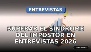 Ilustración isométrica minimalista de elementos corporativos abstractos sobre superar el síndrome del impostor en procesos de selección.
