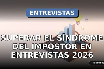 Ilustración isométrica minimalista de elementos corporativos abstractos sobre superar el síndrome del impostor en procesos de selección.