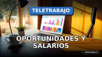 Un escritorio moderno de teletrabajo en casa con portátil, gráficos abstractos en pantalla y decoración con plantas, iluminación cálida y acogedora.