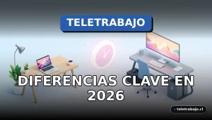 Diferencias conceptuales entre teletrabajo y trabajo remoto ilustradas en un entorno corporativo abstracto y moderno.