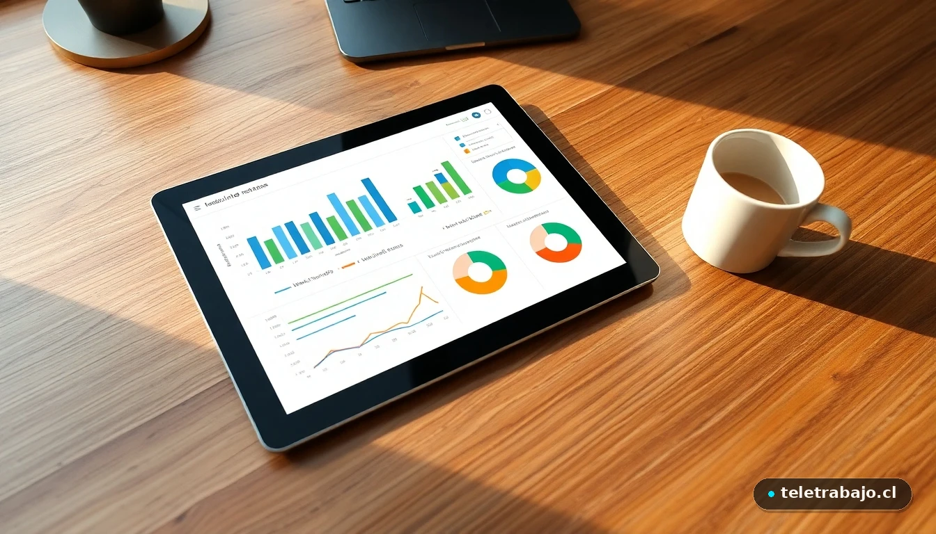 Infografía moderna con gráficos abstractos de colores mostrando la distribución de tipos de jornada laboral en España.