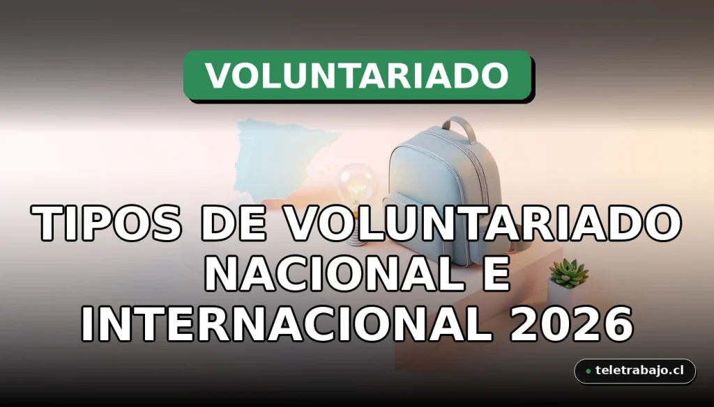 Tipos de voluntariado nacional e internacional representados por un mapa y un globo terráqueo en un escritorio moderno.