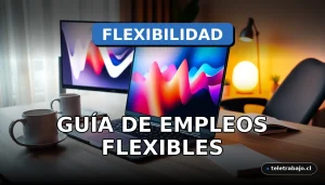 Guía para estudiantes que trabajan en 2026 mostrando un escritorio moderno de oficina en casa con portátil, gráficos abstractos en pantalla y organización productiva.