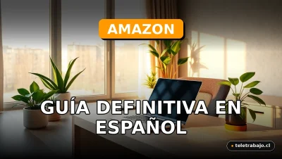 Guía para conseguir trabajo remoto en Amazon en 2026, setup de oficina en casa moderno y cómodo.