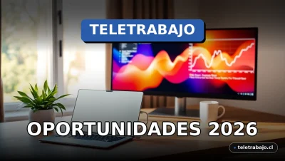 Un escritorio moderno de trabajo remoto con laptop y pantallas mostrando gráficos abstractos, en un ambiente hogareño acogedor con plantas y luz natural.