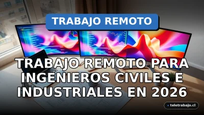 Un escritorio moderno de trabajo remoto para ingenieros, con pantallas que muestran gráficos de datos abstractos y planos técnicos.