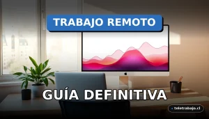Guía definitiva para conseguir trabajo remoto sin experiencia en 2026, con un escritorio moderno y minimalista en casa.