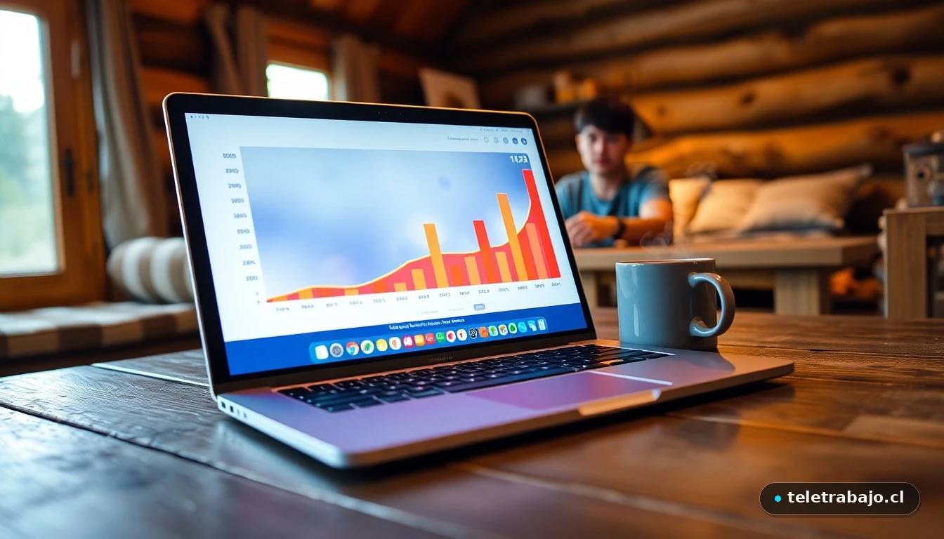 Análisis visual de la demanda de empleos estacionales de invierno en una pantalla de portátil