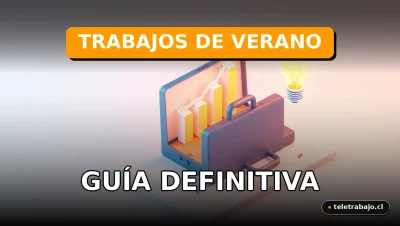 Guía para estudiantes que buscan trabajos de verano en 2026, con elementos visuales corporativos abstractos.
