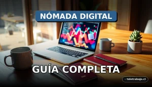 Guía completa para la Visa Nómada Digital de Portugal 2026 sobre una mesa de trabajo moderna con portátil, pasaporte y gráficos abstractos.