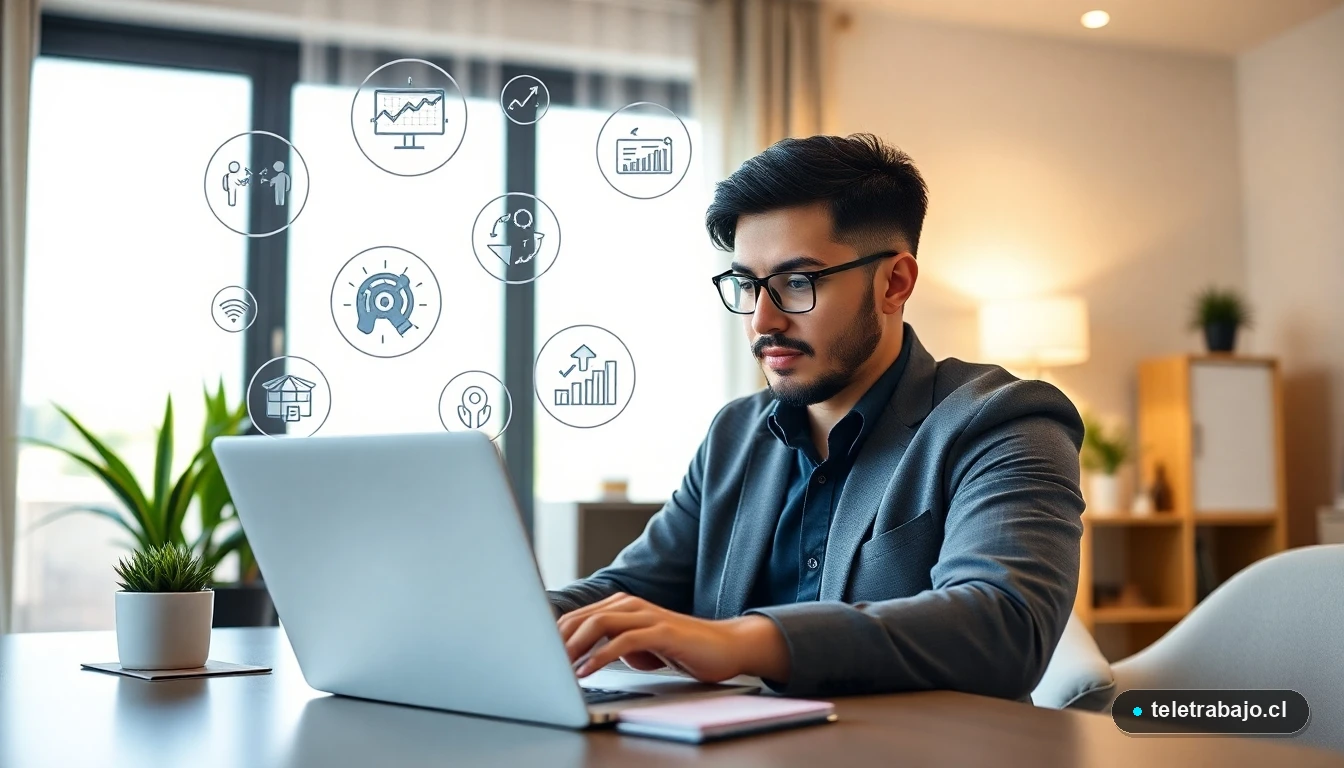 Profesional chileno trabajando de forma remota con las habilidades digitales clave para 2026