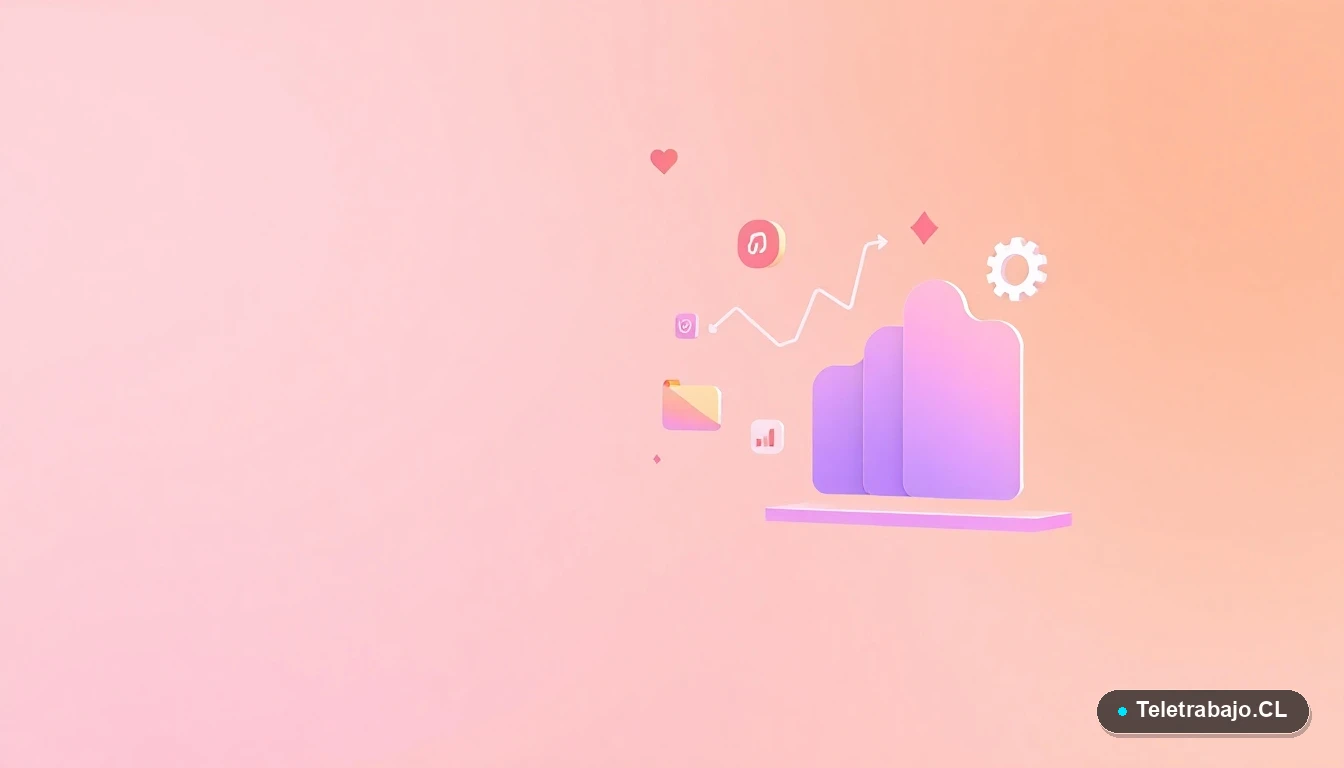 Elementos de interfaz de usuario abstractos y modernos, como gráficos y engranajes, representando habilidades comerciales.