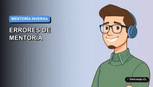 Ilustración vectorial plana corporativa de un trabajador masculino de tecnología, estilo moderno, sobre un fondo degradado azul. Representa el concepto de mentoría inversa.